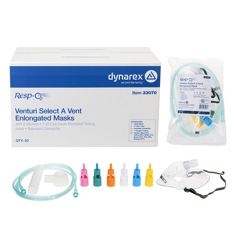 Venturi Select A Vent Elongated Mask w/6 dilutors 7' (2.1 m) Adult, Standard Connector Main image