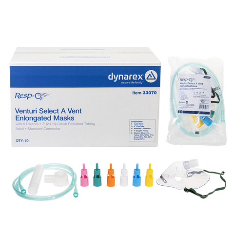 Venturi Select A Vent Elongated Mask w/6 dilutors 7' (2.1 m) Adult, Standard Connector