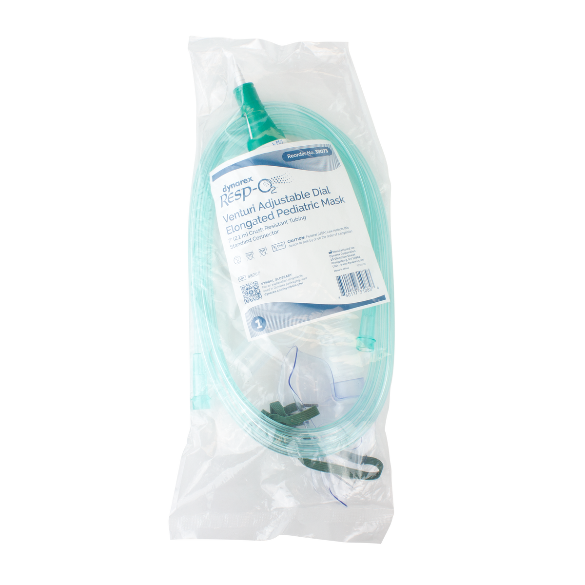 Venturi Adjustable Dial Elongated Mask w/ 7' (2.1 m) tubing Pediatric, Standard Connector
