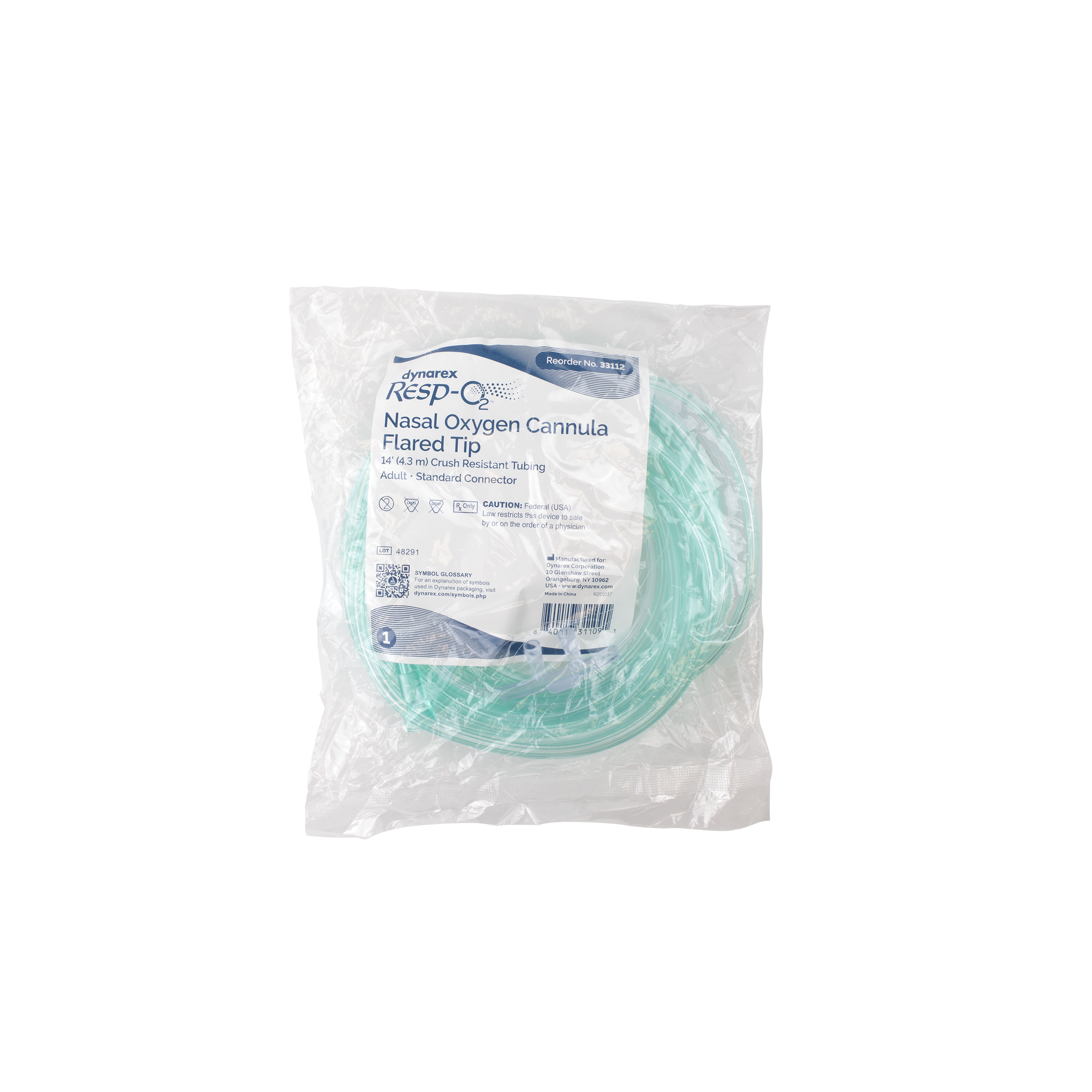 Nasal Oxygen Cannula Flared Tip w/ 14' (4.3 m) Crush Resista Code: 33112