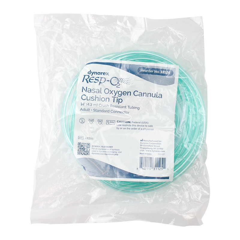 Nasal Oxygen Cannula Cushion Tip w/ 14' (4.3 m) Crush Resist Code: 33126