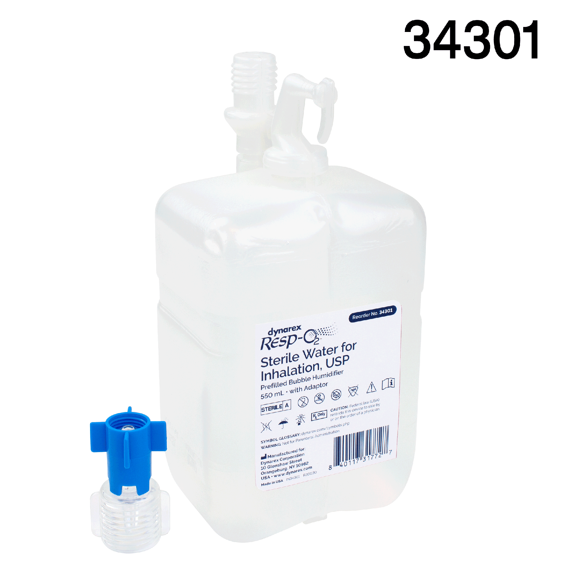 Sterile Water for Inhalation, USP, Prefilled Bubble Humidifi Code: 34301 Main image