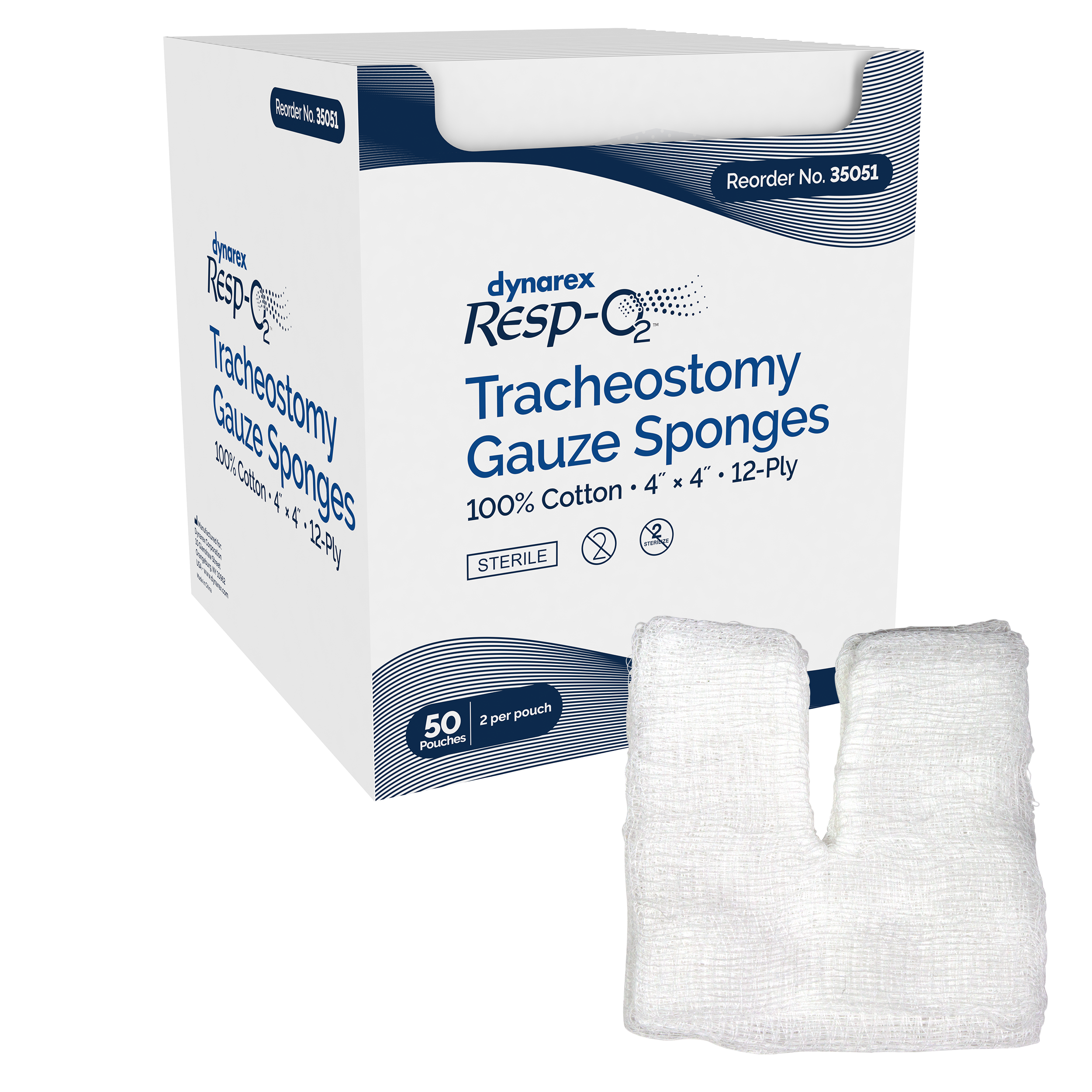 Tracheostomy Gauze Sponges, 100% Cotton Code: 35051