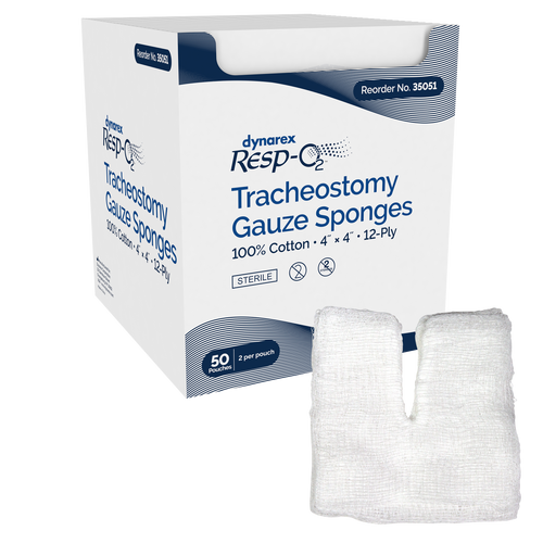 Tracheostomy Gauze Sponges, 100% Cotton