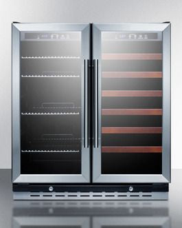 30" wide built-in undercounter dual zone wine and craft beer cooler with locks, digital controls, and LED lighting Main image
