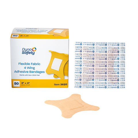 Dynarex Adhesive Fabric Bandages Four Wing - Sterile