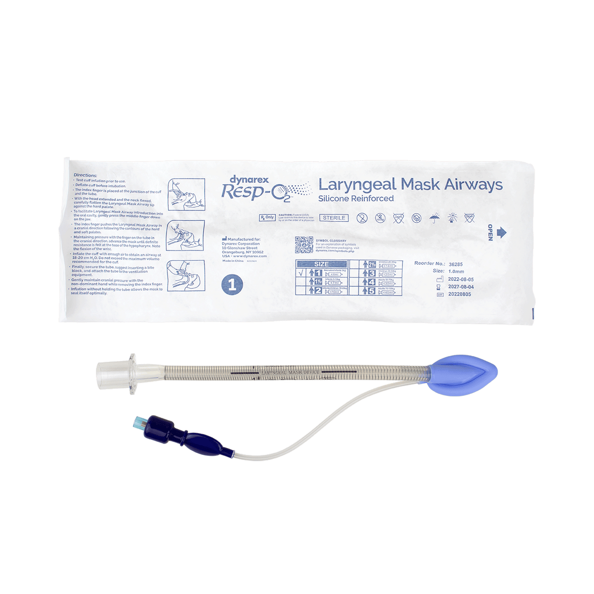 Dynarex LMA (Laryngeal Mask Airway) - Silicone, Reinforced