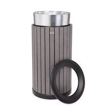 40 Gallon Outdoor Trash Container with Slatted Recycled Plastic Panels