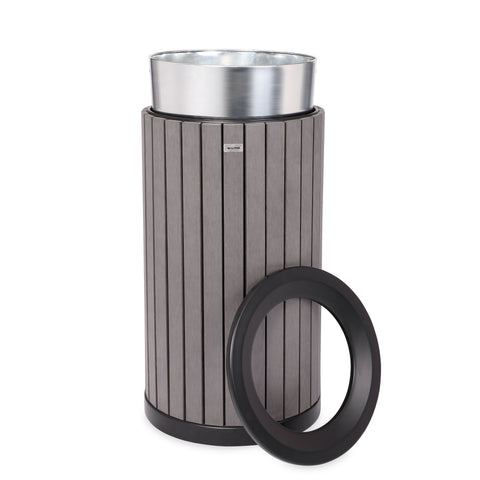 Alpine 40 Gallon Outdoor Trash Container with Slatted Recycled Plastic Panels
