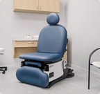 4011 Leg-Centric Procedure Chairs - in exam room, blue upholstery