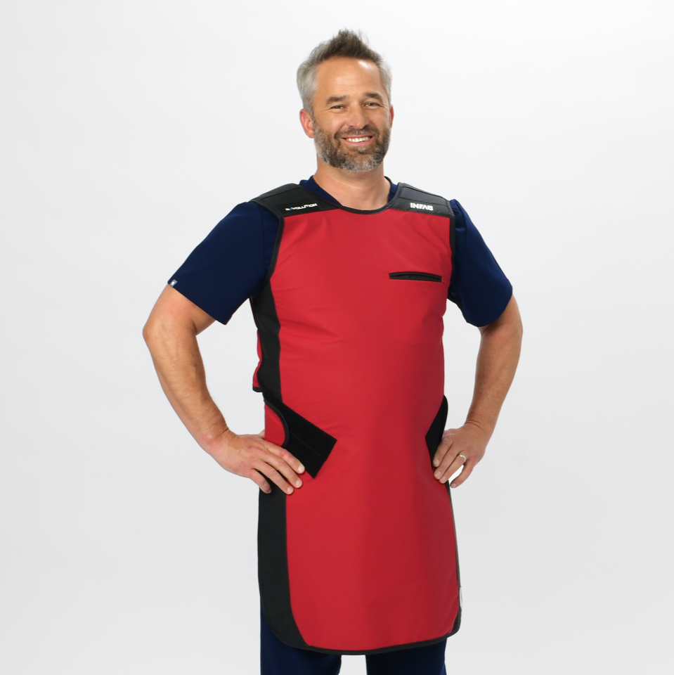 FRONT CLOSING SPECIAL PROCEDURE APRON - .25 mm   Lead Free   24X38 Red - Large