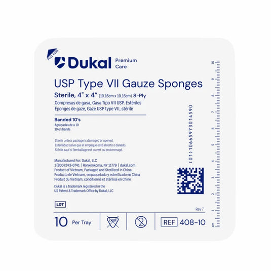 Premium Care Sterile Type VII Gauze Sponges, 8-Ply, 4" x 4"