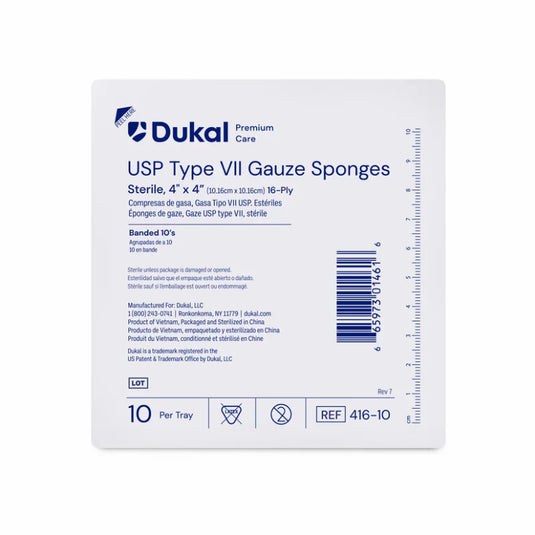 Premium Care Sterile Type VII Gauze Sponges, 16-Ply, 4" x 4"