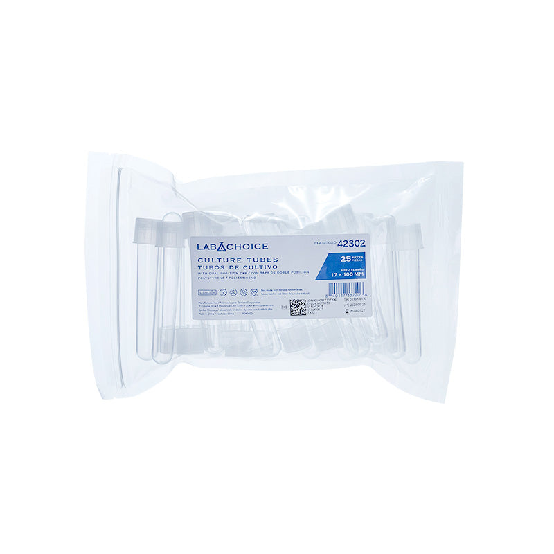 Culture Tube w/Dual Position Cap, PS, Peel Pack Code: 42301