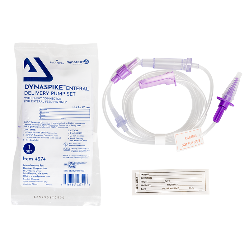 Dynarex DynaSpike Enteral Delivery Pump Set - w/ ENFit connector