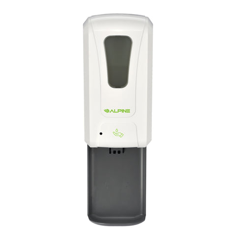 Alpine Automatic Hands-Free Liquid/Gel Hand Sanitizer/Soap Dispenser with Drip Tray, 1200 mL, White