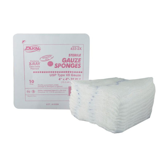 Sterile X-Ray Detectable Type VII Gauze Sponges 4" x 4" 32-Ply