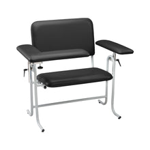 Blood Draw Chair, Wide, Upholstered, with Flip Arm, Black