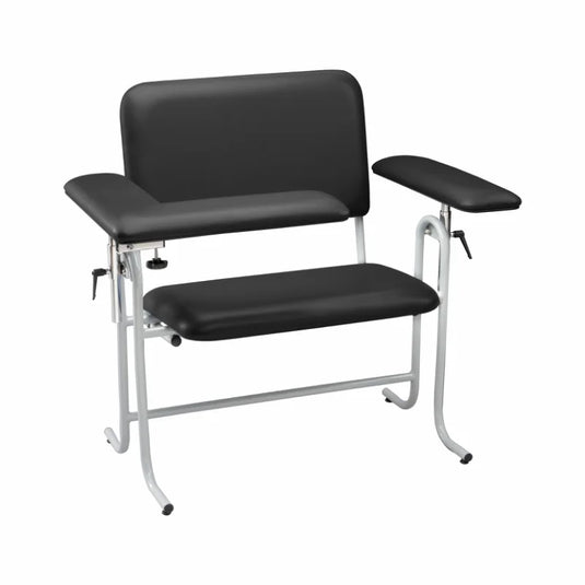 Blood Draw Chair, Bariatric, Upholstered, with Flip Arm, Black