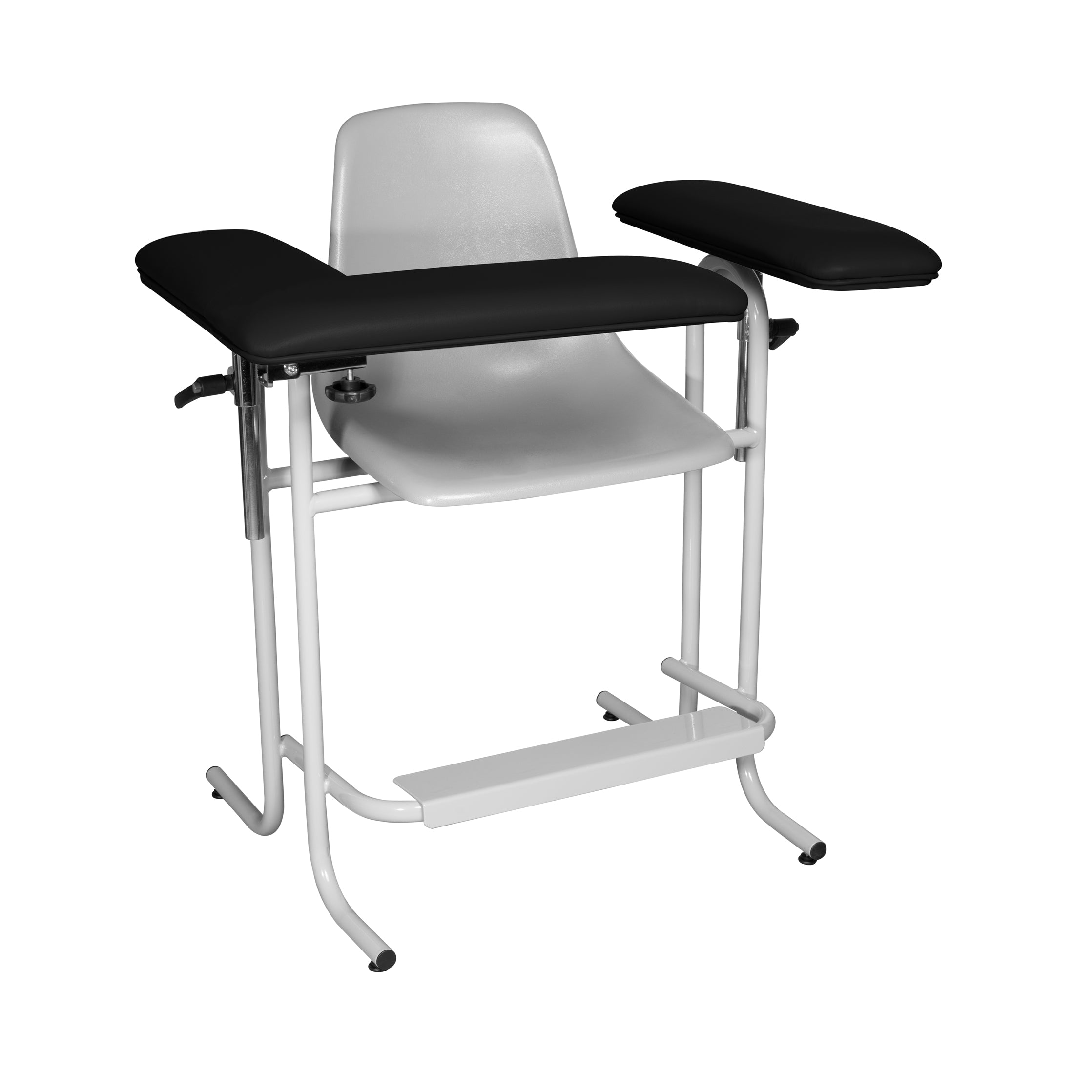 Blood Draw Chair, Tall, Plastic Seat, Upholstered Flip Arm, Black Main image