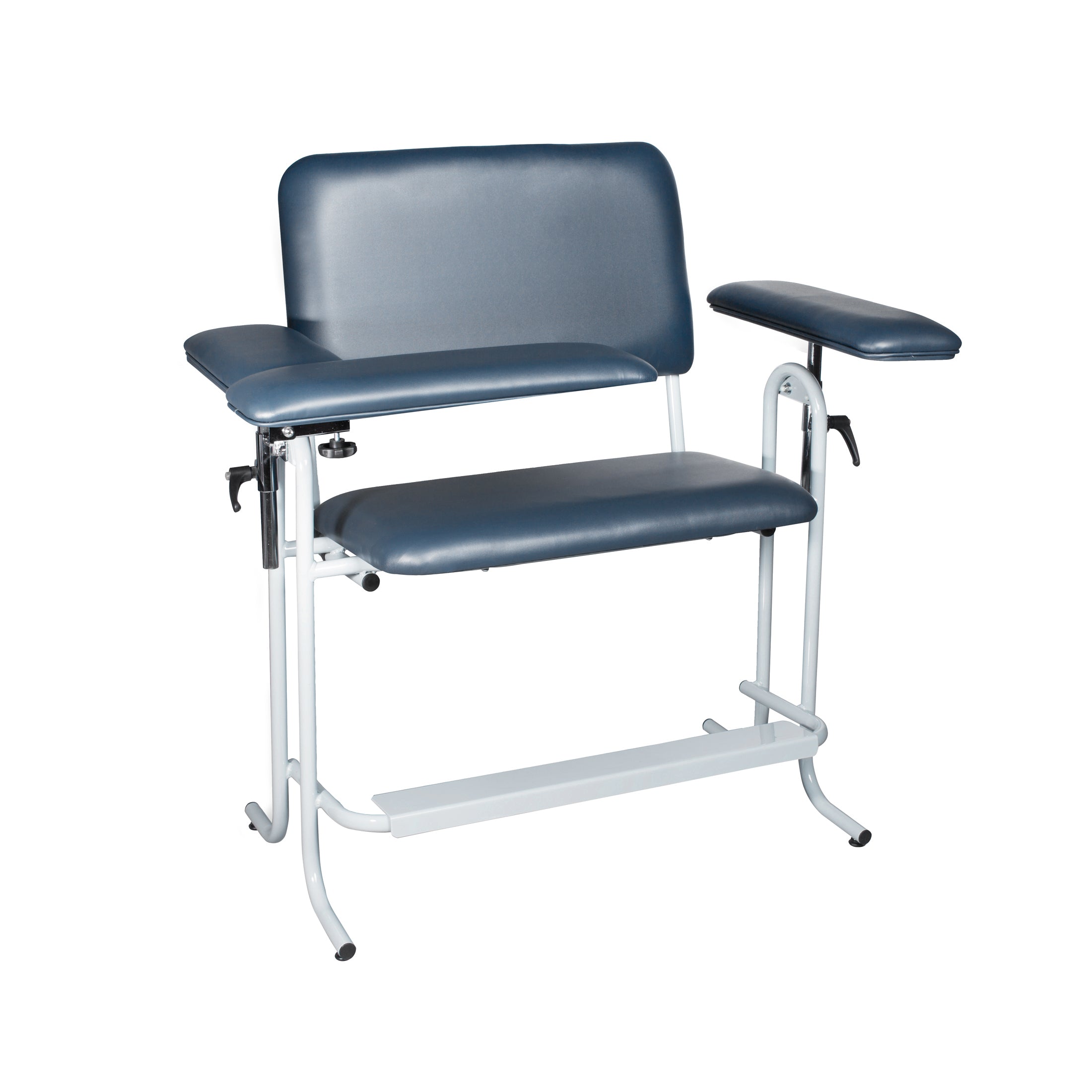 Blood Draw Chair, Tall, Wide, Upholstered, with Flip Arm, Blue Main image