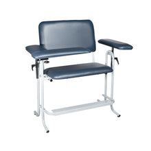 Blood Draw Chair, Tall, Wide, Upholstered, with Flip Arm, Blue
