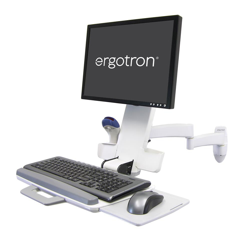 Harloff Ergotron Arm with Monitor Mount and Keyboard Tray, Left Side Mount on MDS Carts