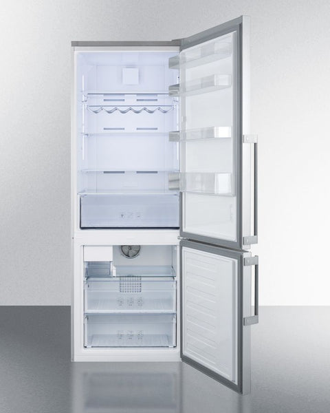 Accucold Frost-free ENERGY STAR certified bottom freezer refrigerator with icemaker in stainless steel (Model