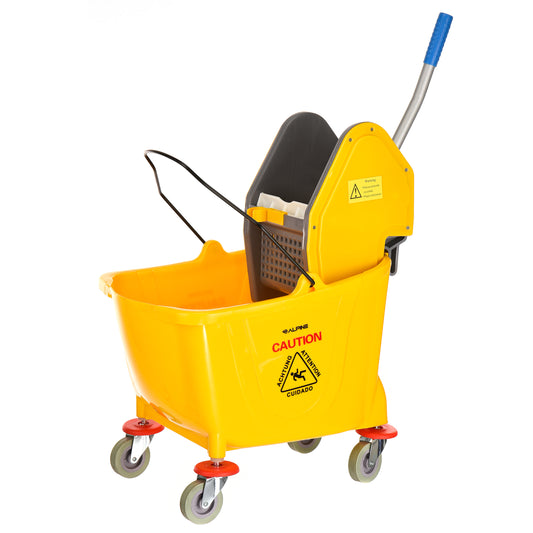 Yellow, 36 Qt. Mop Bucket with Down Press Wringer