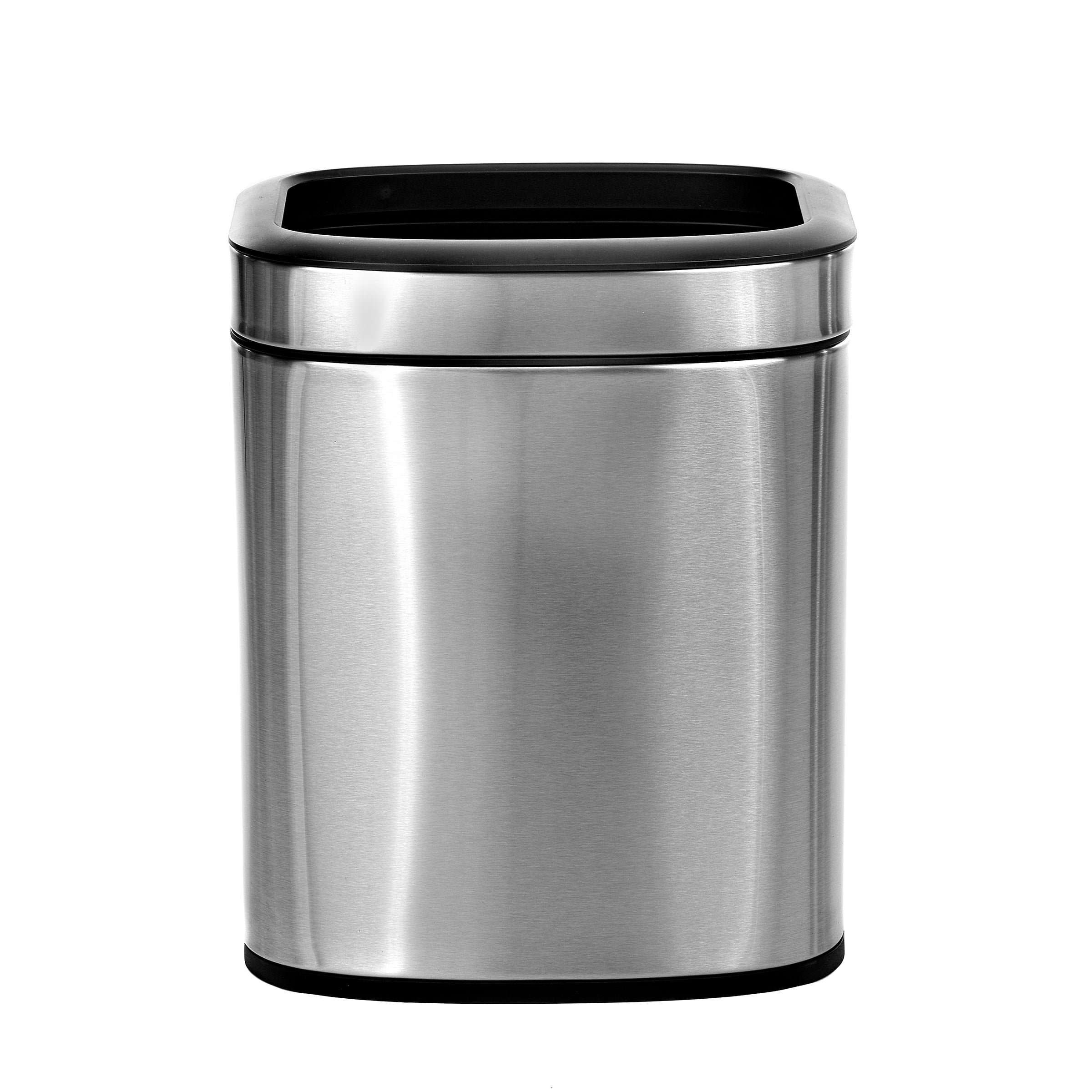 ALPINE INDUSTRIES 10 L / 2.6 GAL STAINLESS STEEL SLIM OPEN TRASH CAN, BRUSHED STAINLESS STEEL Main image