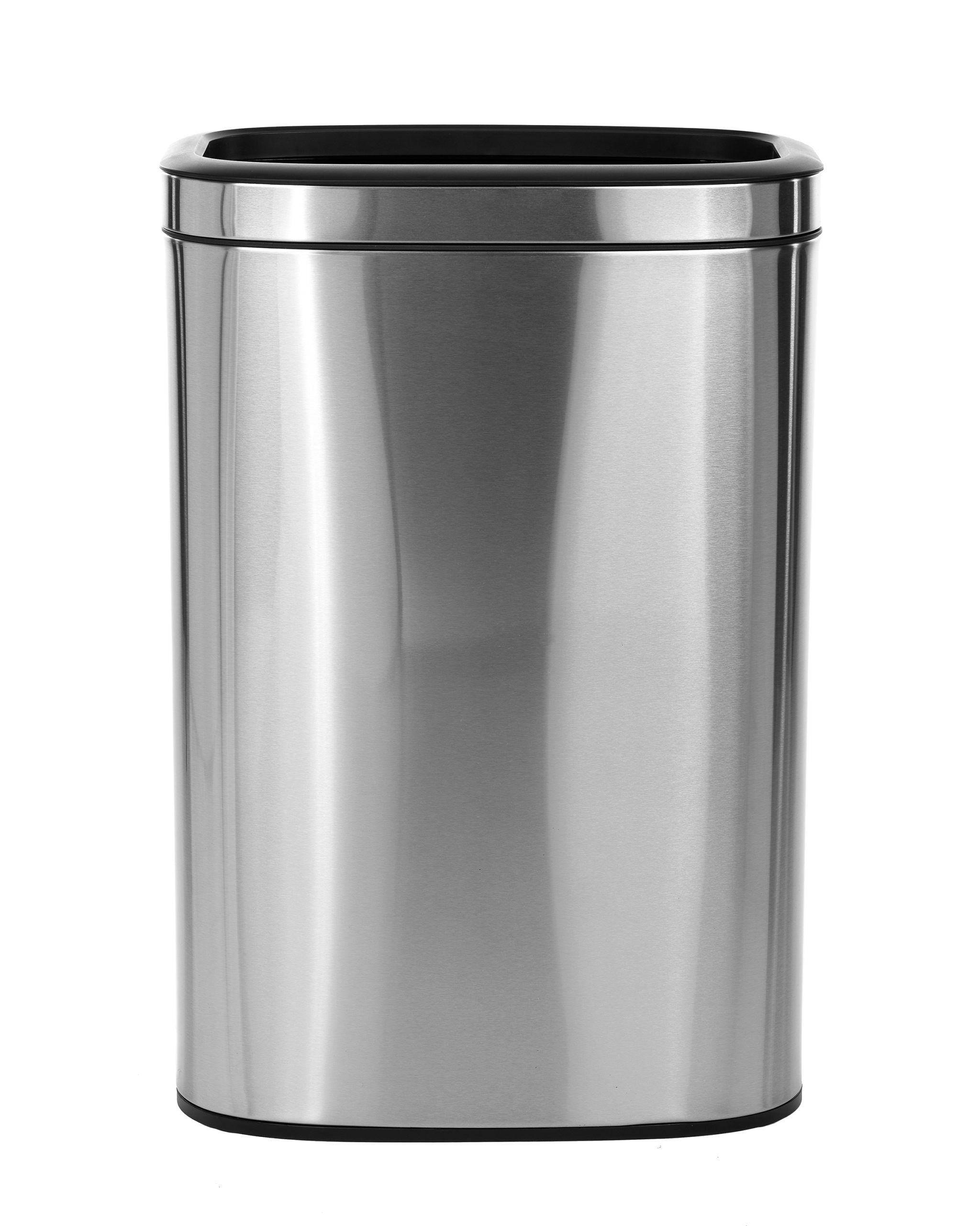 ALPINE INDUSTRIES 40 L / 10.5 GAL STAINLESS STEEL SLIM OPEN TRASH CAN, BRUSHED STAINLESS STEEL Main image