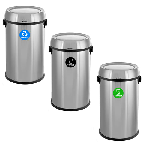 Alpine 17 Gallon Stainless Steel Indoor Recycling Station with Swivel Lid