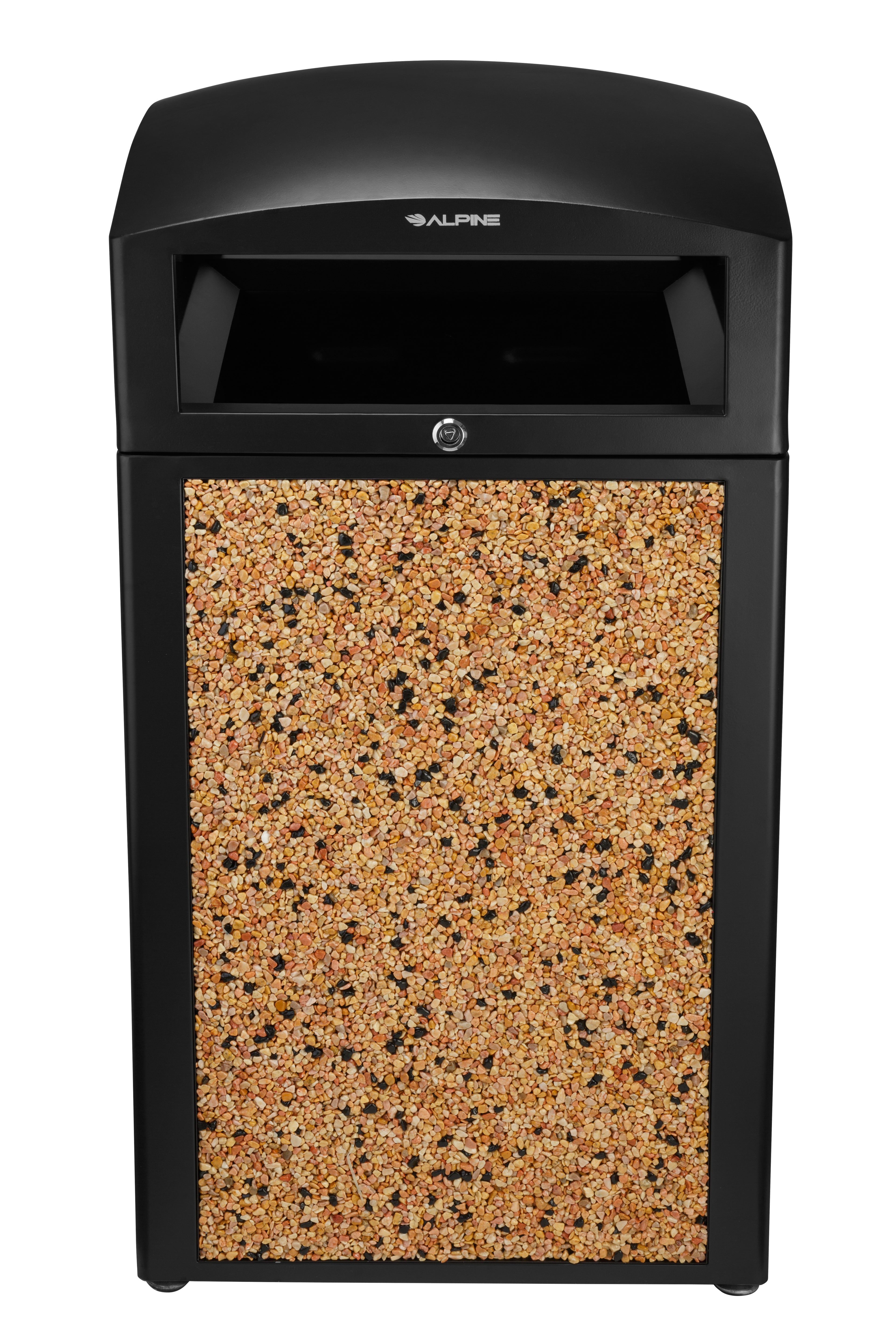 Rugged 40-Gallon All-Weather Trash Container with Stone Panels