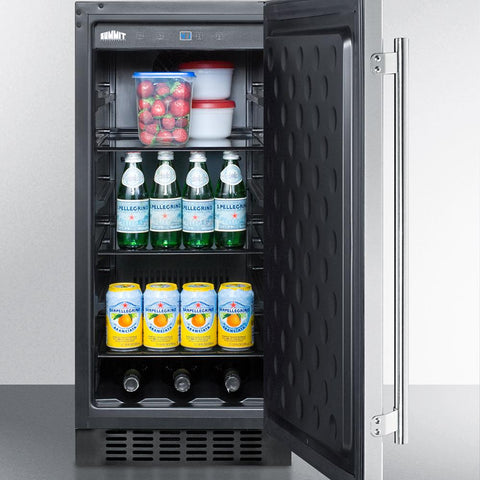 Accucold 15" Wide Built-in Outdoor Refrigerator with Black Cabinet, Stainless Steel Door, and Lock (Model SPR316OS)