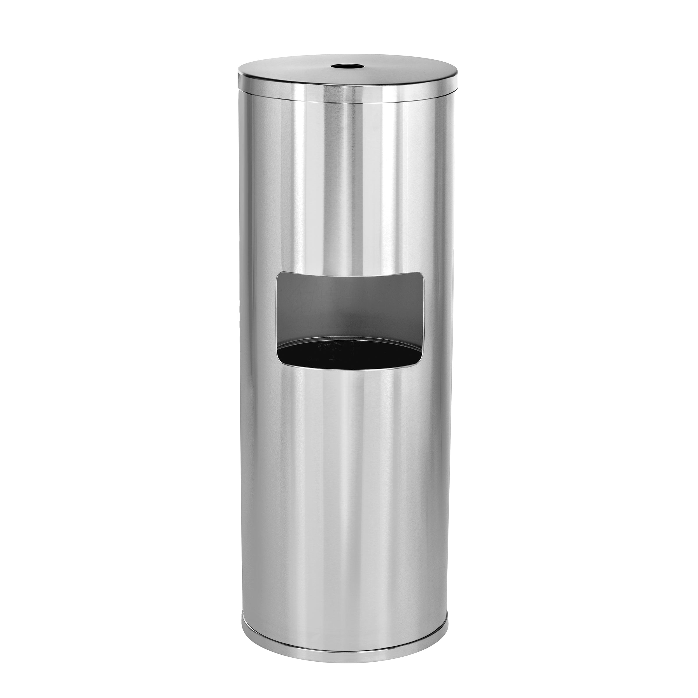 Floor Stand Gym Wipe Dispenser, with High Capacity Built-in Trash Can, Stainless Steel Main image
