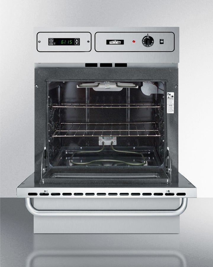 Stainless steel 220V electric wall oven with digital clock/timer and oven window; for cutouts 22 3/8" wide by 34 1/8" hi