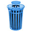 Blue, 38 Gallon Outdoor Metal Recycling Receptacle and Rain Bonnet Lid