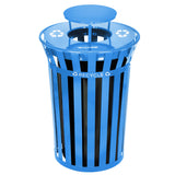 Outdoor Metal Slatted Receptacle with Rain Bonnet, 38 Gallon