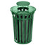 38 Gallon Outdoor Metal Slatted Trash Receptacle with Rain Bonnet Lid