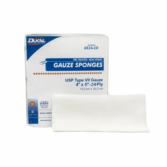 Non-Sterile X-Ray Detectable Type VII Gauze Sponges 8" X 4", 24-Ply