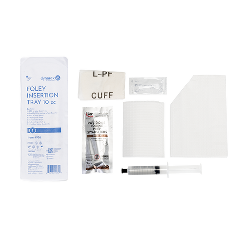 Foley Insertion Tray w/ Prefilled Syringe - Sterile 10 cc