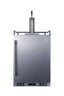 Commercially approved built-in undercounter outdoor single tap beer kegerator in complete stainless steel