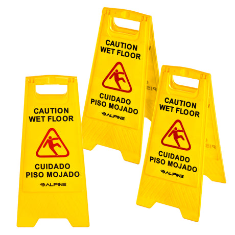 Alpine Industries 24 Caution Wet Floor Sign , Pack of 3
