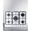 5-burner gas cooktop made in Italy in white finish with sealed burners, cast iron grates, wok stand, and stainless steel