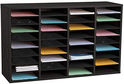 36-Compartment Wood Adjustable Paper Sorter Literature File