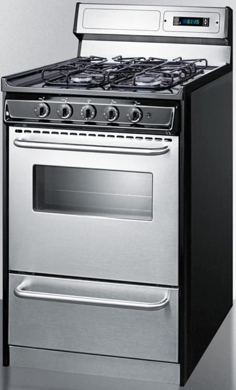 Accucold 20" Wide Sealed Burner Gas Range in Stainless Steel with High Backguard