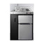 30" wide all-in-one kitchenette with 2-burner 115V induction cooktop, refrigerator-freezer, sink, and storage cabinet