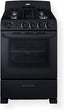 24" wide gas range in black with sealed burners