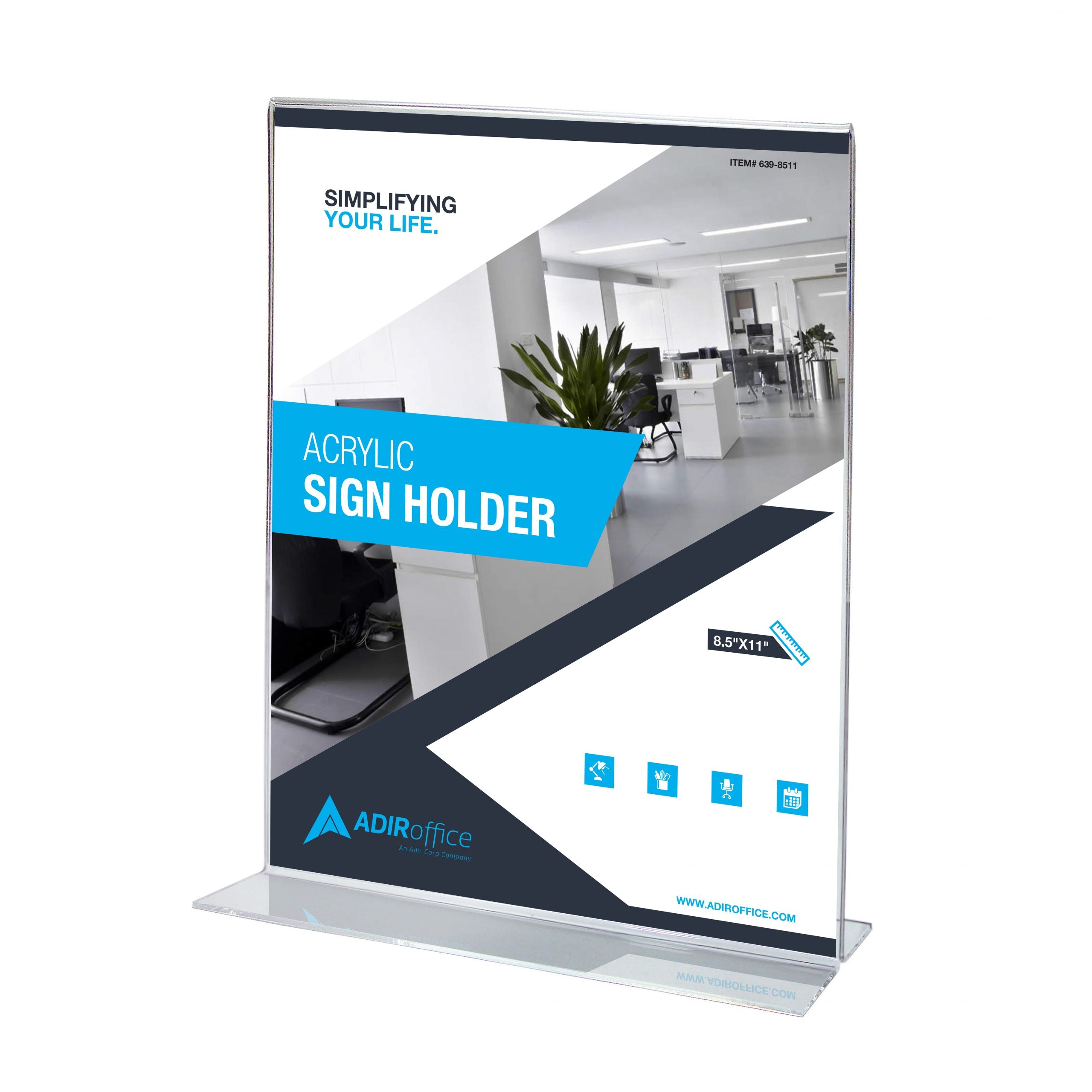 8.5''x 11'' Clear Suction Acrylic Window Sign Holder 24 Pack Main image