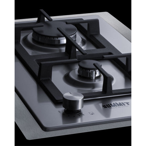 Accucold 2-burner gas cooktop made in Italy in stainless steel with cast iron grates